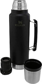 Туристичний термос чорний матовий 1,4 л Stanley Legendary Classic Matte Black для чаю, напоїв