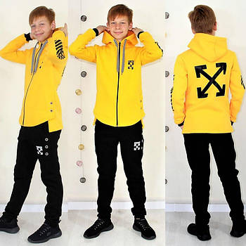 Костюм для хлопчика теплий Чорно-жовтого кольору Теплий костюм-двійка з капюшоном вік 10-15 років