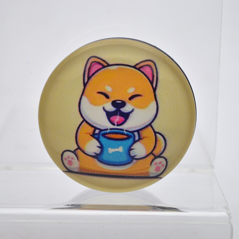 Універсальний тримач для телефона PopSocket (попсокет) Glass 3D Puppy Gorgi №24