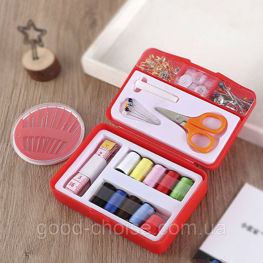 Набор для шитья INSTA SEWING KIT в кейсе, 10 катушек с нитками, красный ...