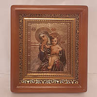 Ікона Відрада або Втіха Пресвята Богородиця, лик 10х12 см, в коричневому дерев'яному кіоті