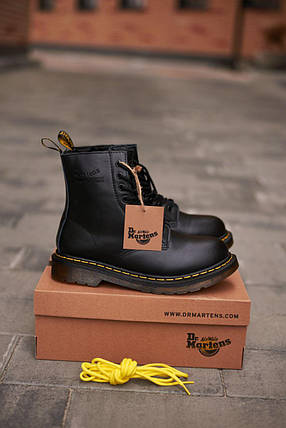 Чоловічі зимові черевики Dr. Martens Black 1460 Winter/Сапоги Доктор Мартінс унісекс зимові чорні шкіра з хутром, фото 1