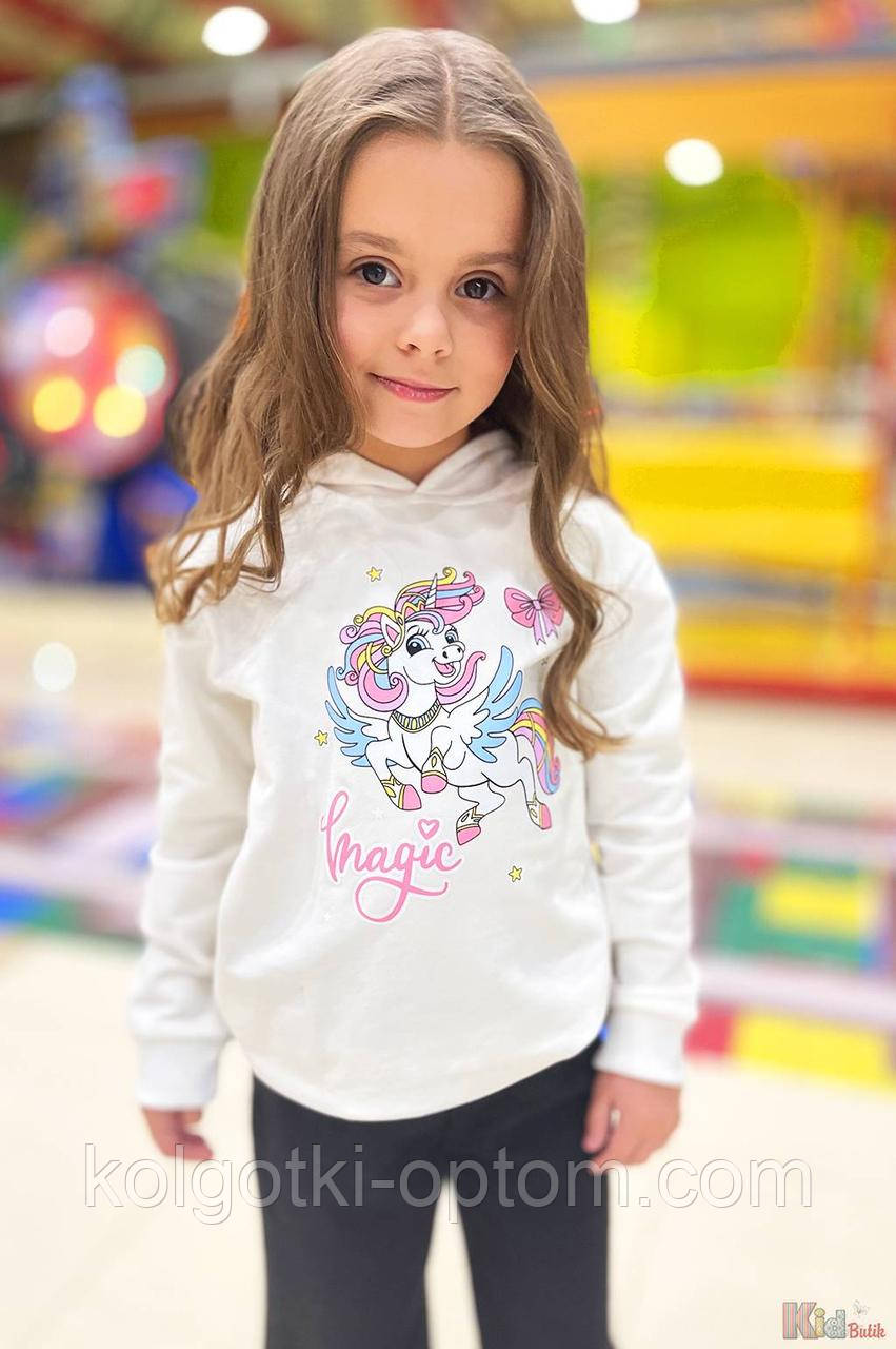 ОПТОМ Худі молочний з єдинорогом "Magic" для дівчинки (110 см.)  Badi junior 2125000786612