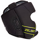 Шолом боксерський шкіряний з повним захистом Zelart 3151 розмір XL Black-Green, фото 3