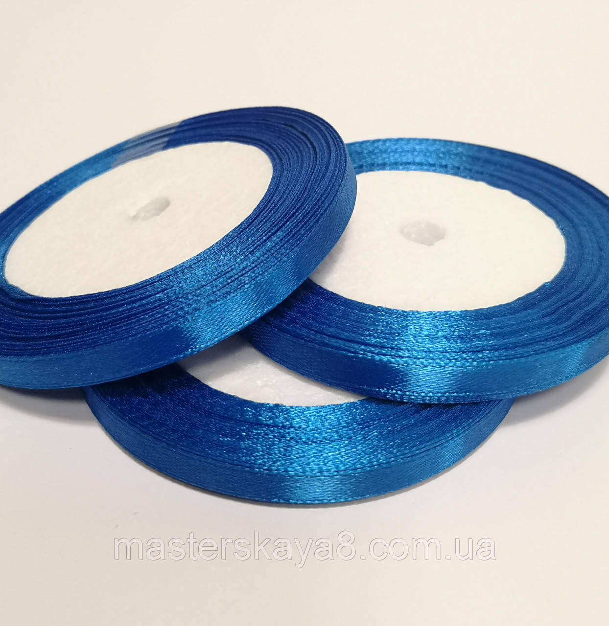 Стрічка атласна 0,6 см/22,8м, колір синій (40)
