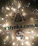 Новорічна світлодіодна гірлянда НА БАТАРЕЙКАХ РОСА 100 LED 10м. тепла біла, фото 3