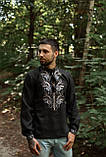 Чорна вишита чоловіча сорочка з льону, арт. 4252, фото 2