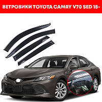 Дефлекторы окон Ветровики Toyota Camry V70 2018- П/K скотч "FLY" (с НЕРЖ-полосой)