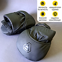 Боксерские лапы-кобры подушки для бокса и единоборств изогнутые FGT collection Кожа Flex Черные (FT3025)