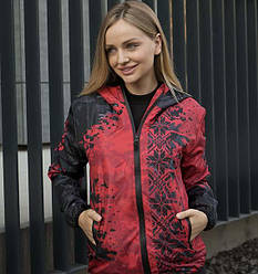 Куртка вітровка жіноча "Червоно-чорна" XS