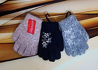 Перчатки зимние для девочек ,ангора ,оформление стразами 16.5 см