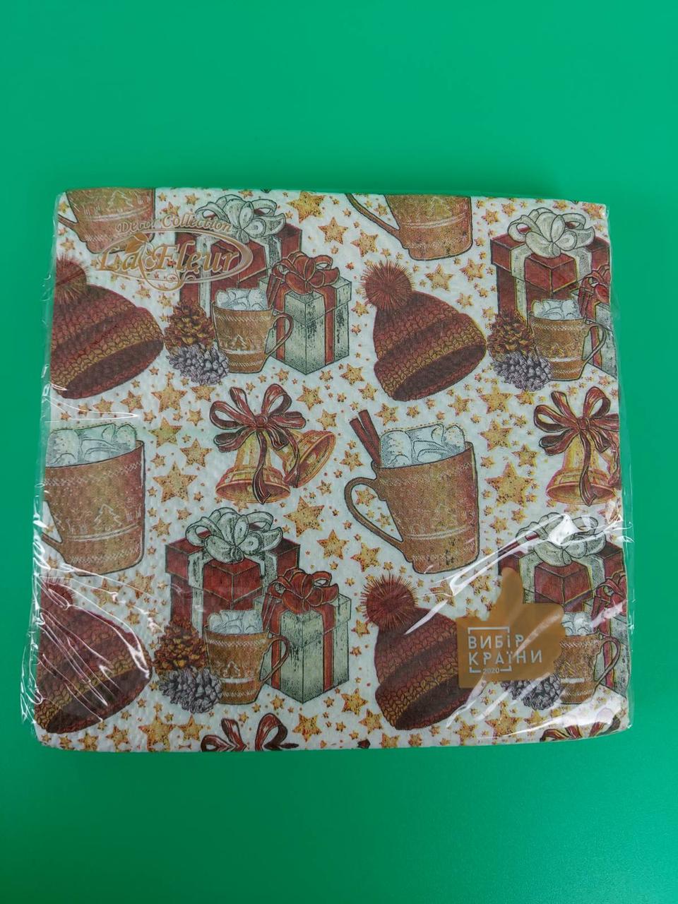 Новорічна серветка (ЗЗХЗЗ, 16 шт.) La Fleur "Новорічні акценти" (1 пачка), фото 1
