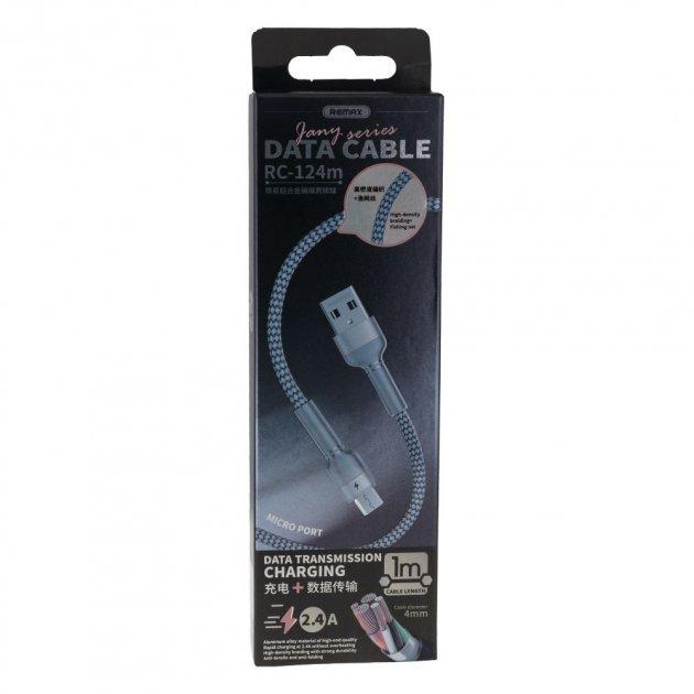 USB-кабель Remax Jany RC-124m чорний usb — Micro usb, фото 1