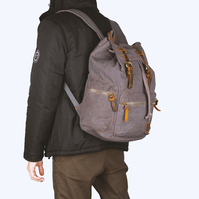 Фото рюкзак чоловічий Augur міський вінтажний сірий Фото рюкзак чоловічий Augur міський вінтажний сірий