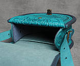 Жіноча шкіряна сумка ручної роботи напівкругла "Калина", фото 6