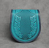 Жіноча шкіряна сумка ручної роботи напівкругла "Калина", фото 3