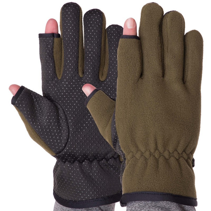 Тактичні рукавички теплі фліс, рукавички багатоцільові, для полювання та риболовлі Оливкові BC-9241