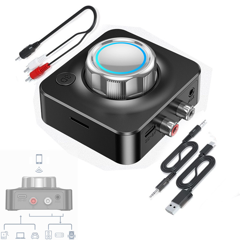 Bluetooth 5.0 аудіоприймач, ресивер звуку BR04, RCA/AUX/TF, 3D HiFi