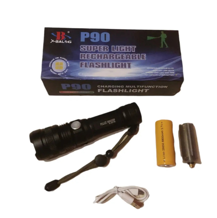 Переносной светодиодный фонарь на ремешке P90, прочный ручной фонарик с аккумулятором + USB зарядкой, GP13 - фото 3 - id-p1711939278