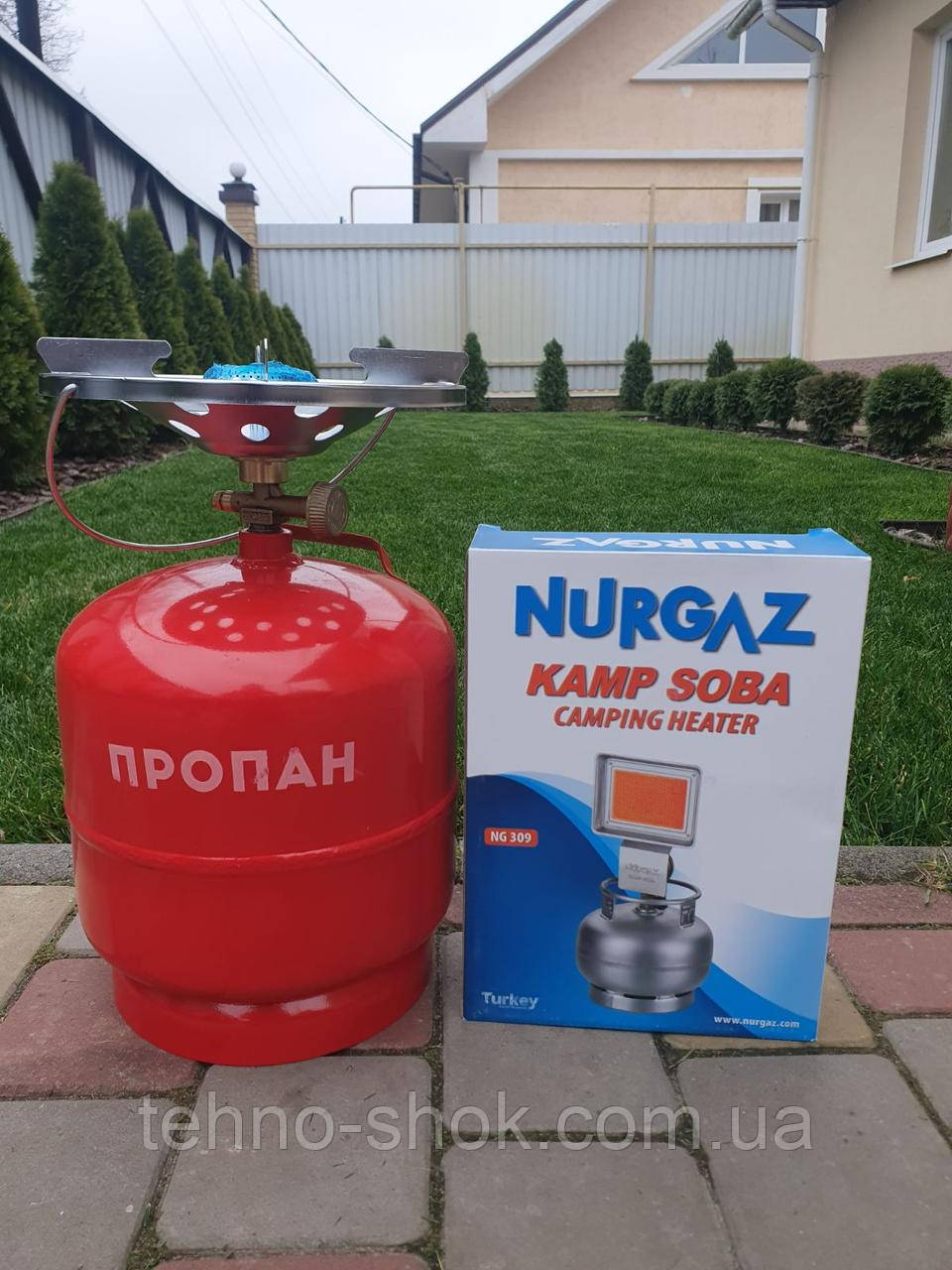 Комплект газовий кемпінговий балон Intertool 5 л пальник нагрівач NURGAZ NG-309