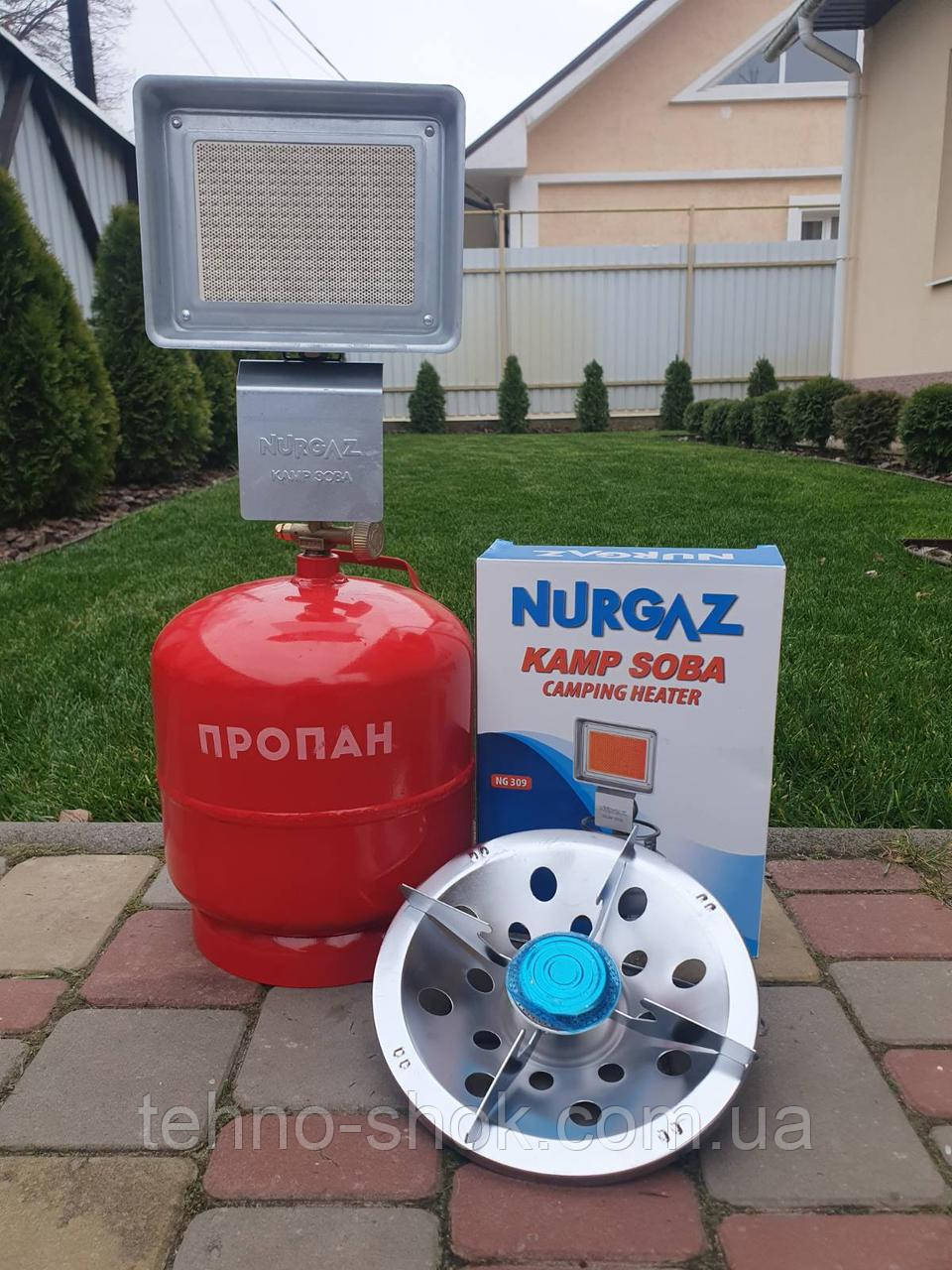 Комплект газовий кемпінговий балон Superplast 12 л пальник нагрівач NURGAZ NG-309
