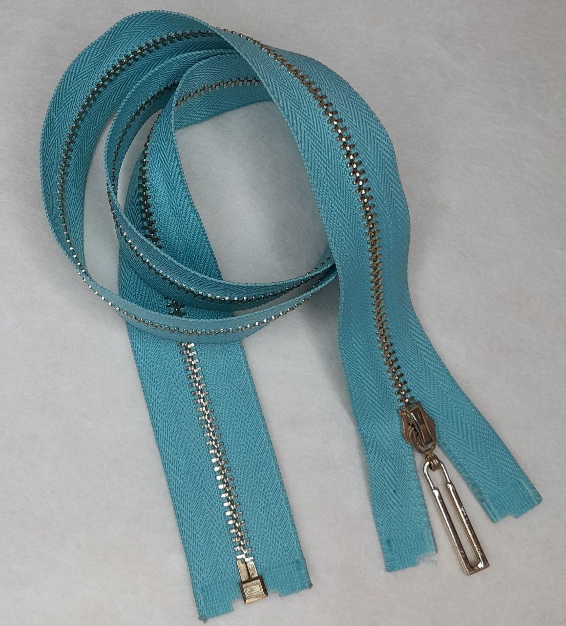 Блискавка металева №3 довжина 70см роз'ємна світла бірюза, фото 1