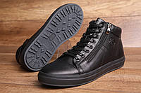 Мужские зимние ботинки Philipp Plein кожаные черные размер 41 (27,0 см)