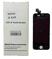 Дисплей для iPhone 5, черный, с сенсорным экраном, с рамкой, Original, переклеено стекло