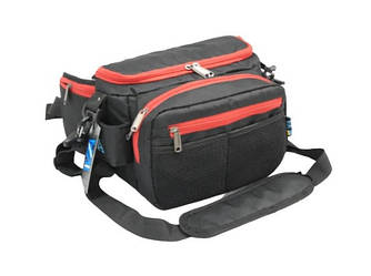 Сумка спінінгіста (поясна/плечова) VA R-97, (30х18х18 см) (чорно-чевона)