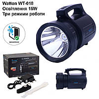 Фонарь профессиональный светодиодный аккумуляторный Watton WT-018 ручной прожектор 15 W
