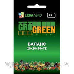 Удобрение комплексное хелатное ГроГрин (GroGreen) Баланс NPK 20-20-20+ТЕ 25 граммов Lima Europe NV - фото 1 - id-p1711974994