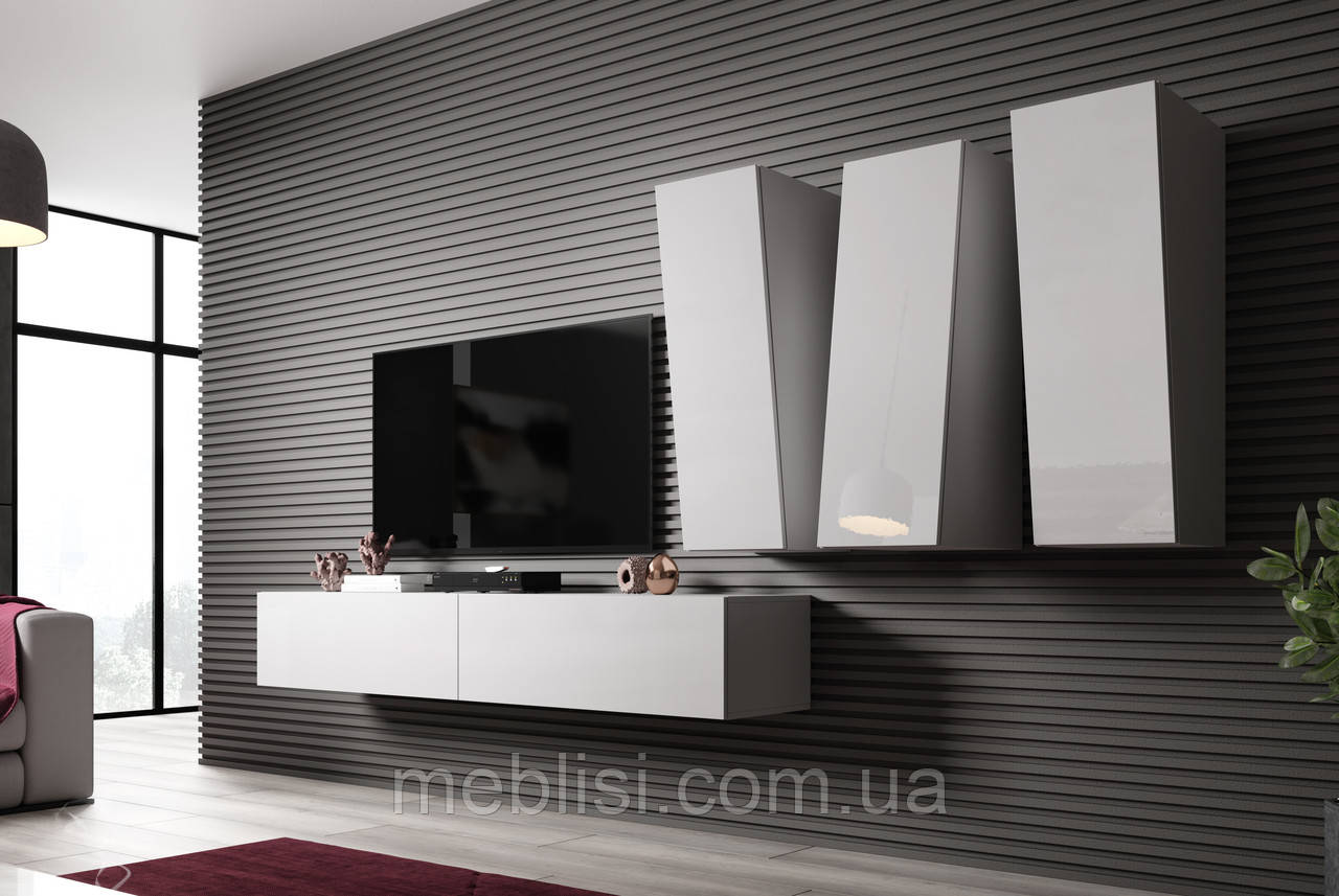 Біла вітальня VIGO SLANT 1 (білий глянець) (модульні меблі) (Cama)