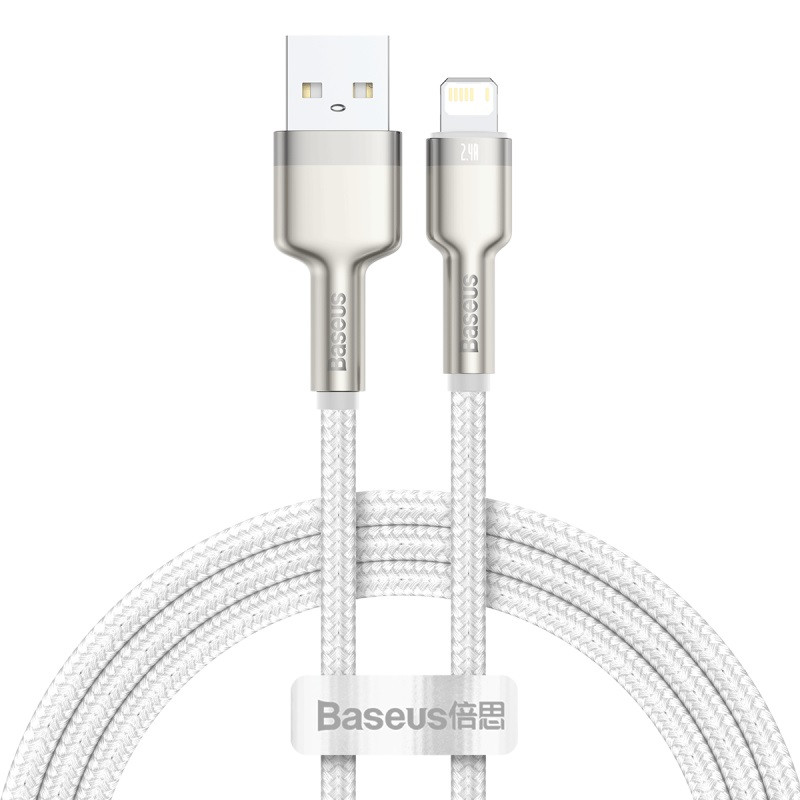У продажі: Кабель BASEUS Lightning Cafule Series Metal Data Cable |1M, 2.4A| (CALJK-A05) white VseOK