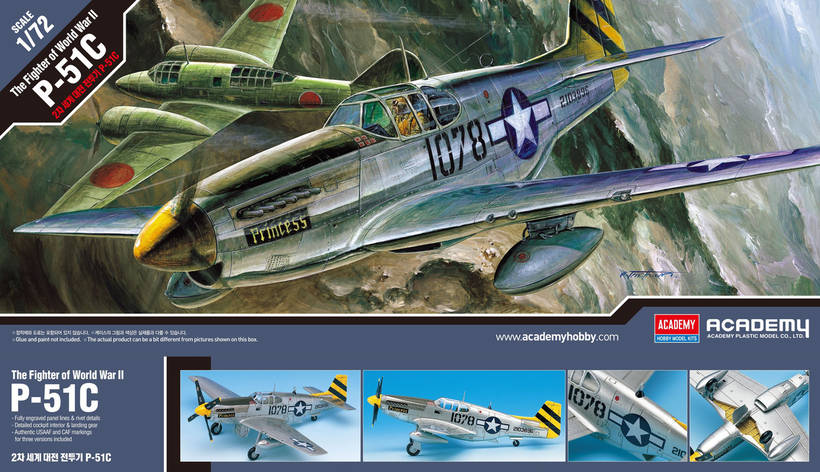 P-51C MUSTANG. Збірна модель літака у масштабі 1/72. ACADEMY 12441, фото 1