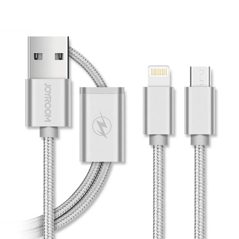У продажі: Кабель combo Micro USB+Lightning JOYROOM S-M326 |1.5M| silver VseOK