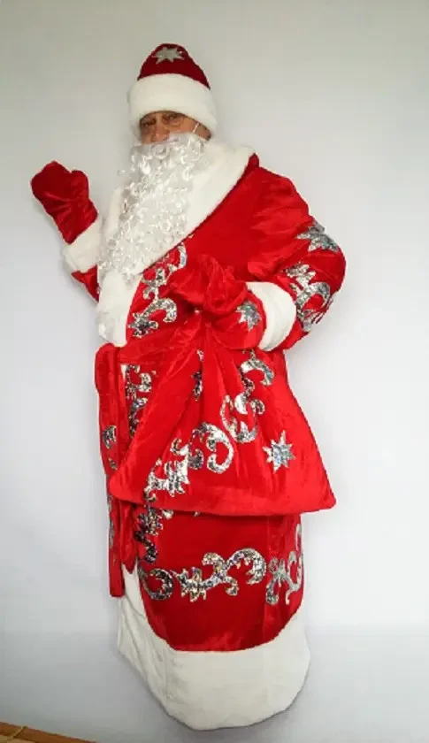 Новорічний костюм Діда Мороза червоний з оксамиту 50-60 р