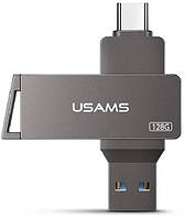 У Нас: Флешка USAMS US-ZB201 Type-C OTG USB3.0 128Гб сіра -OK