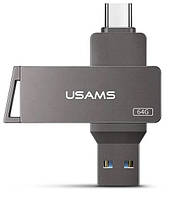 У Нас: Флешка USAMS US-ZB200 Type-C OTG USB3.0 64Гб сіра -OK