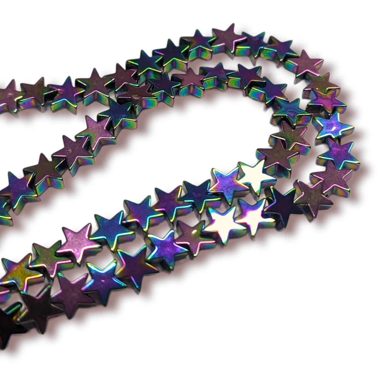 Намистини Зірки Гематит 6х6 мм Рондель Плоский Райдужний 40 см, фото 1