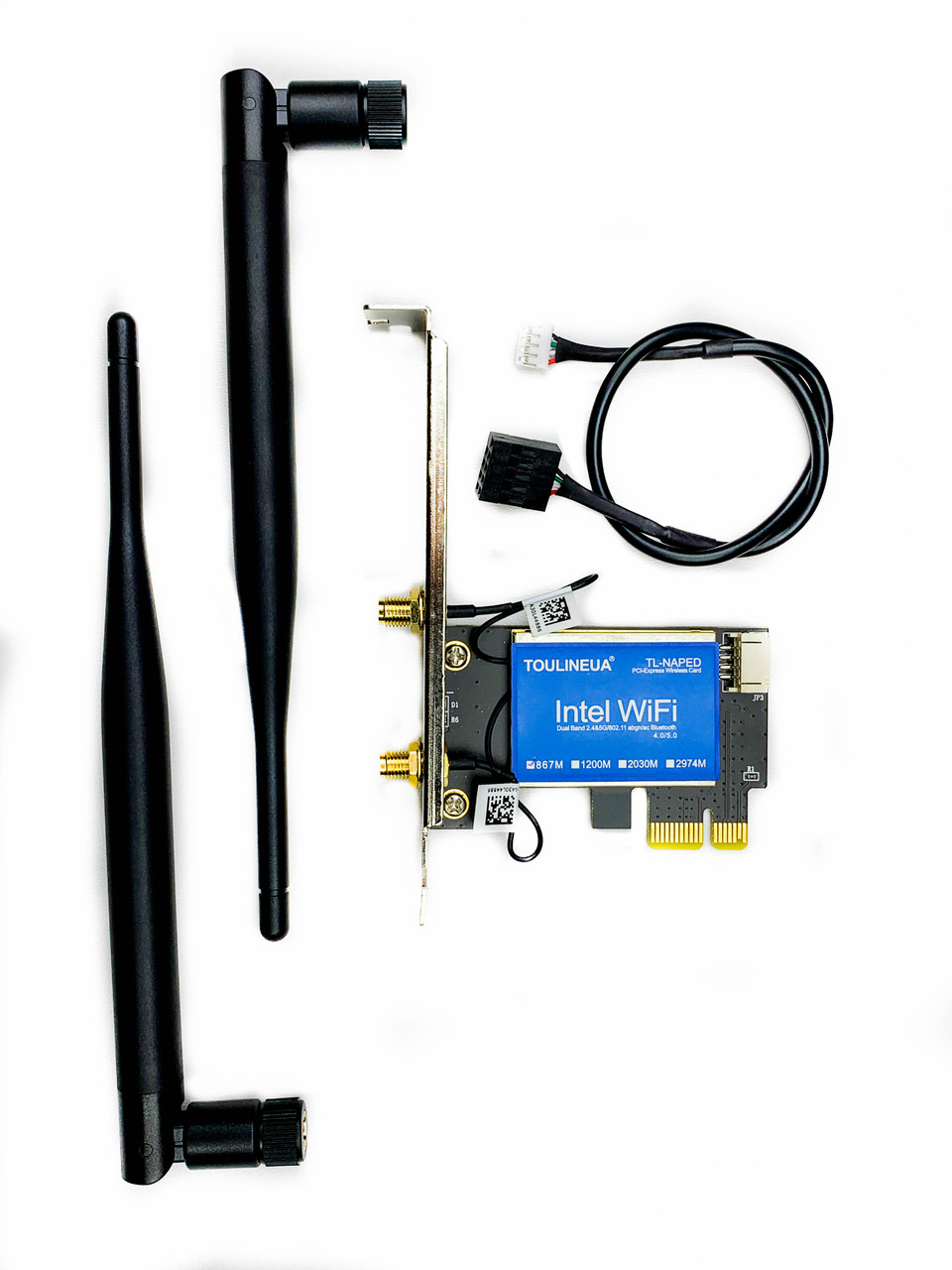 Бездротова Wi-Fi 2.4/5Ghz + BT 4.0 карта PCIe x1 TRY AC1200 (7260) 867+450Mbps 2 антени 8dBi нова, фото 1