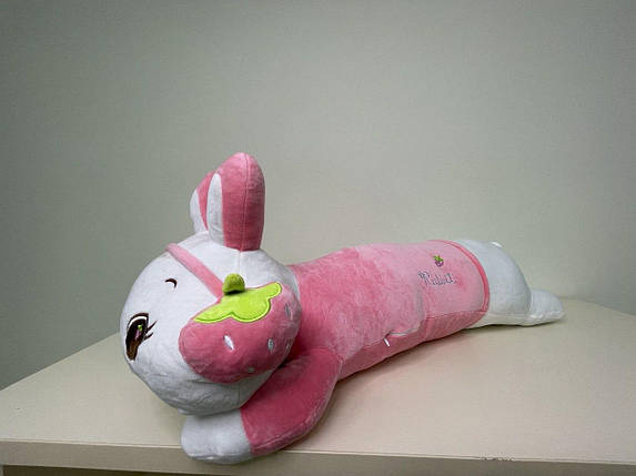 Подушка — іграшка дитяча з пледом усередині Кролик Футболка рожева мягкая игрушка-трансформер 3в1  Sofi-soft, фото 2