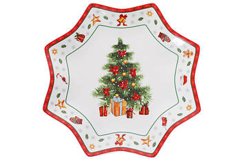Різдвяна тарілка "Празичний флер" новорічний посуд 25 см