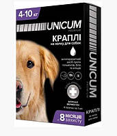 Капли Unicum Premium+ от блох, клещей и гельминтов на холке для собак 4-10 кг (1шт.)