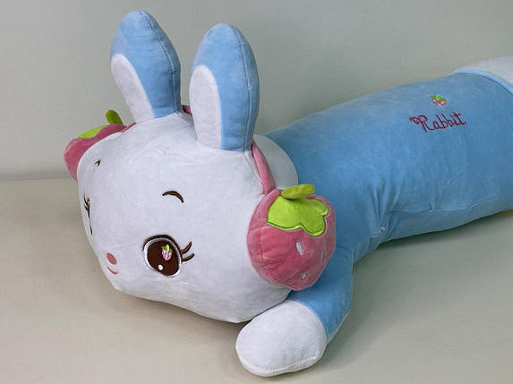 Подушка — іграшка дитяча з пледом усередині Кролик Rabbit Футболка блакитна мягкая трансформер 3в1  Sofi-soft, фото 2