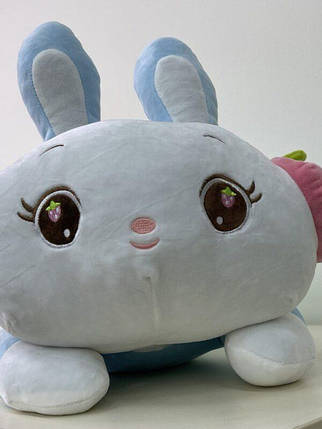 Подушка — іграшка дитяча з пледом усередині Кролик Rabbit Футболка блакитна мягкая трансформер 3в1  Sofi-soft, фото 2
