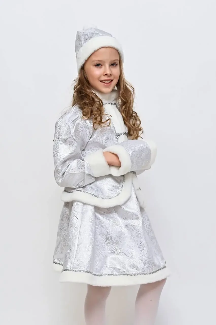 Карнавальний костюм Снігуроньки для дівчинки з муфтою розмір 30-40, фото 1