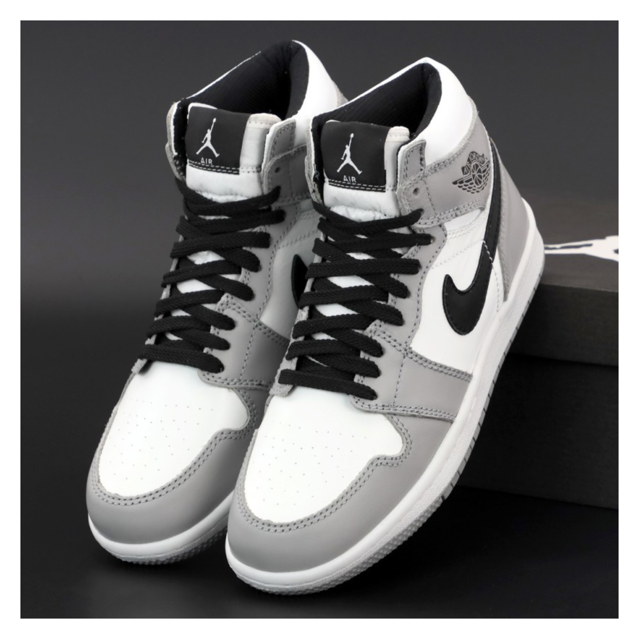 Jordan retro 1 hotsell grey and white