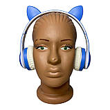 Бездротові Навушники з Вушками з підсвічуванням + FM-Радіо + MicroSD cat ear vzv-23m Bluetooth білі, фото 7