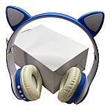 Бездротові Навушники з Вушками з підсвічуванням + FM-Радіо + MicroSD cat ear vzv-23m Bluetooth білі, фото 6