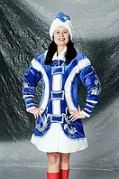 Короткий костюм Снігуронька синьо-білий розмір 46-48